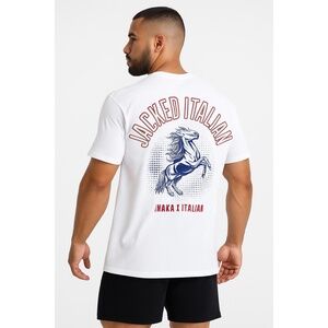 Inaka Power White JACKED ITALIAN Print INAKA X ITALIAN‎ Collaboration Graphic T